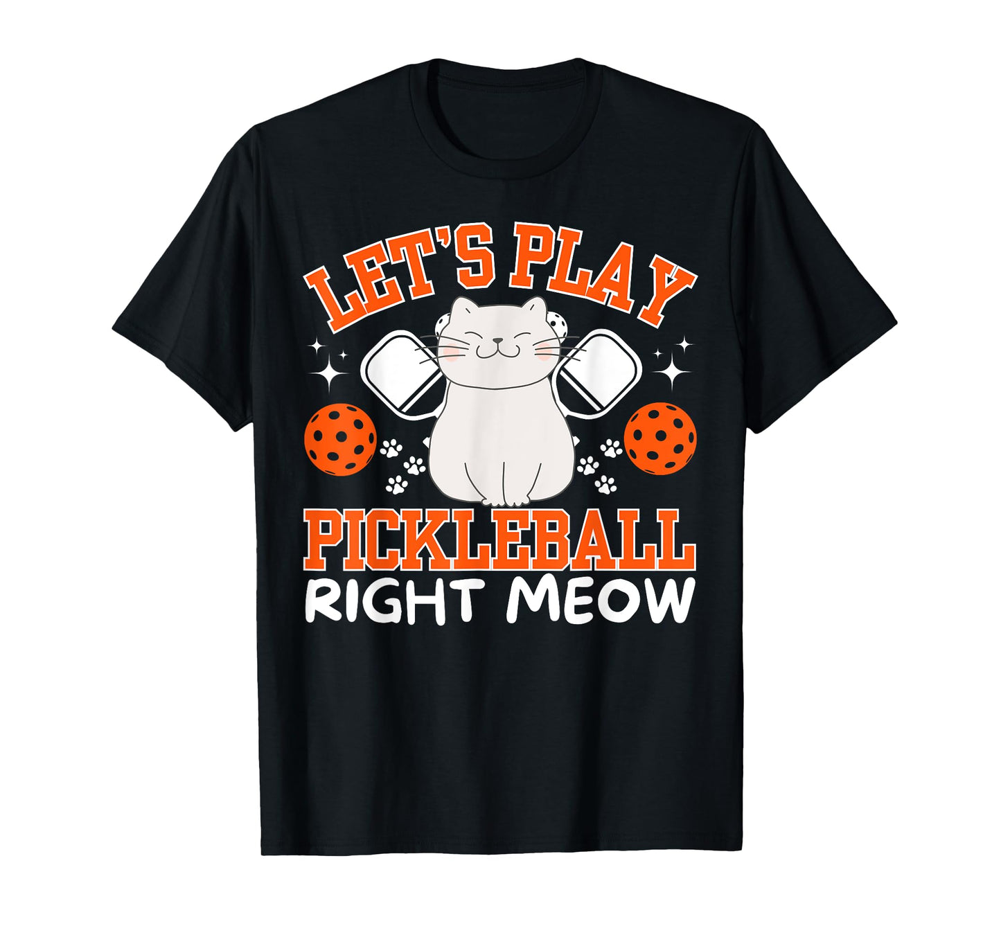 Pickleball Apparel Paddle Ball Cats Accessories - Funny Pickleball Cat T-Shirt - Black, Small - Unisex-Adult, Kids - Short Sleeve - Humorous, Casual