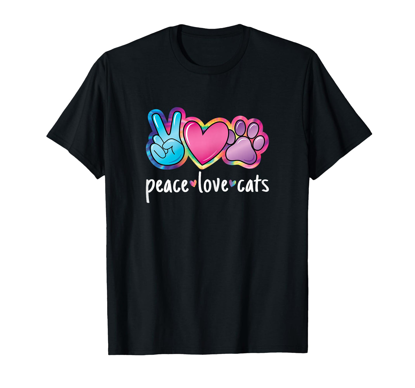 Peace Love Cats Cute Cat Kitten Lover Paw Cat Women Girls T-Shirt