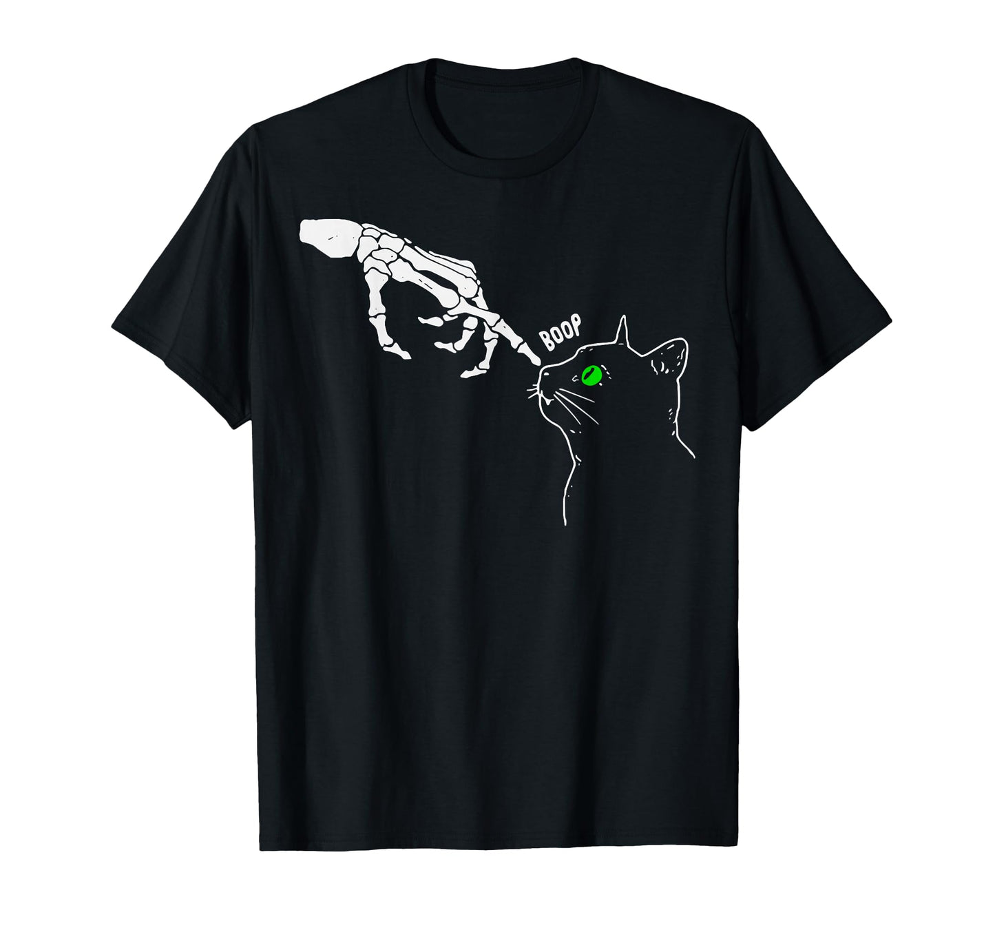 Skeleton Hand Boop On A Cat's Nose Funny Halloween Graphic T-Shirt