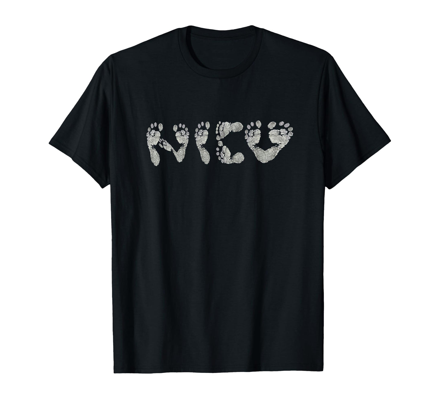 Baby Feet NICU Black Cotton Polyester Unisex-Babies Short Sleeve Crew Neck Classic Fit T-Shirt