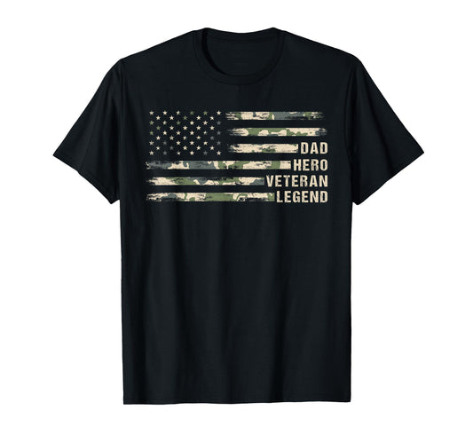 Dad Hero Veteran Legend Camouflage, Veteran Dad Father's Day T-Shirt