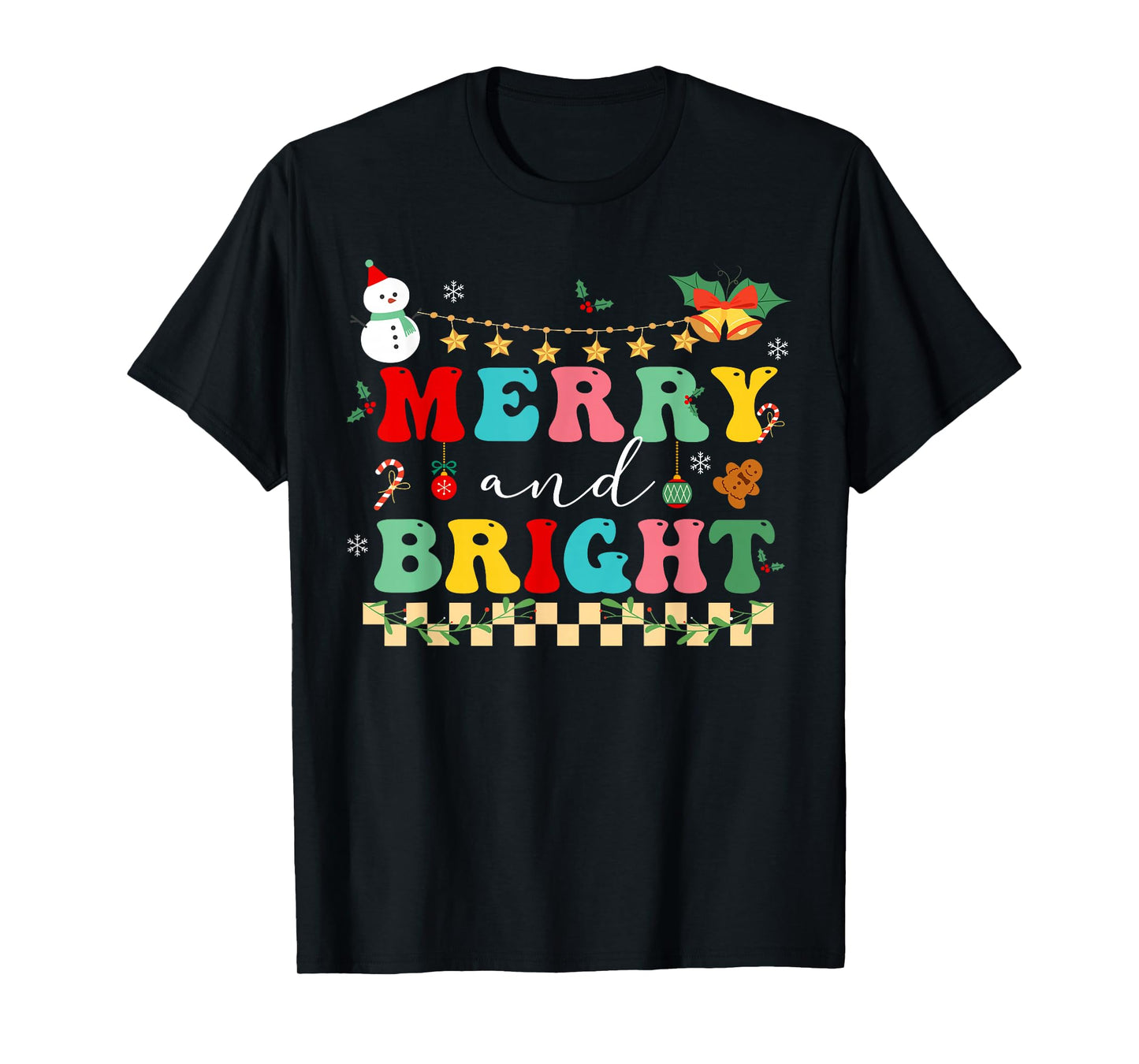 Retro cute Groovy Merry Christmas Bright Family Pajamas T-Shirt