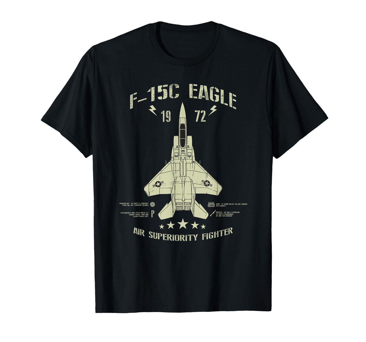 F-15 Eagle Jet Fighter Technical Drawing T-Shirt
