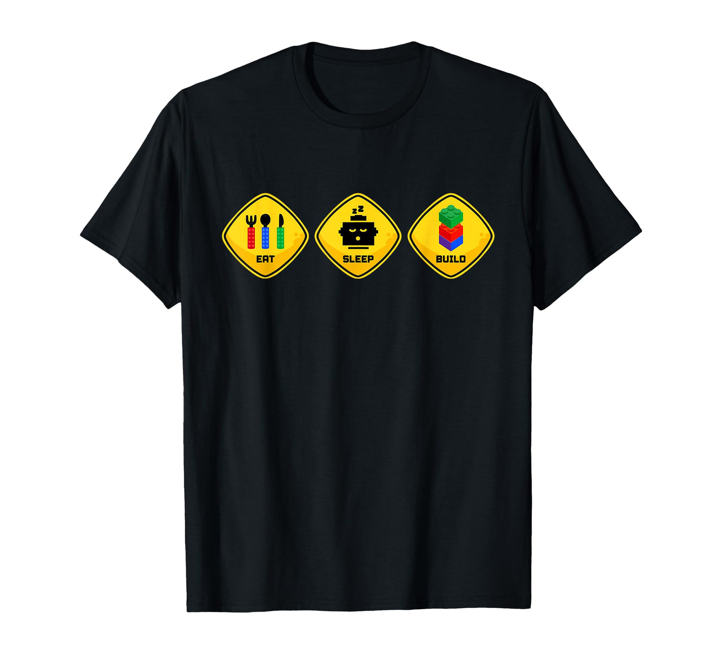 Eat Sleep Build Funny Building Blocks Master Builder Men T-Shirt