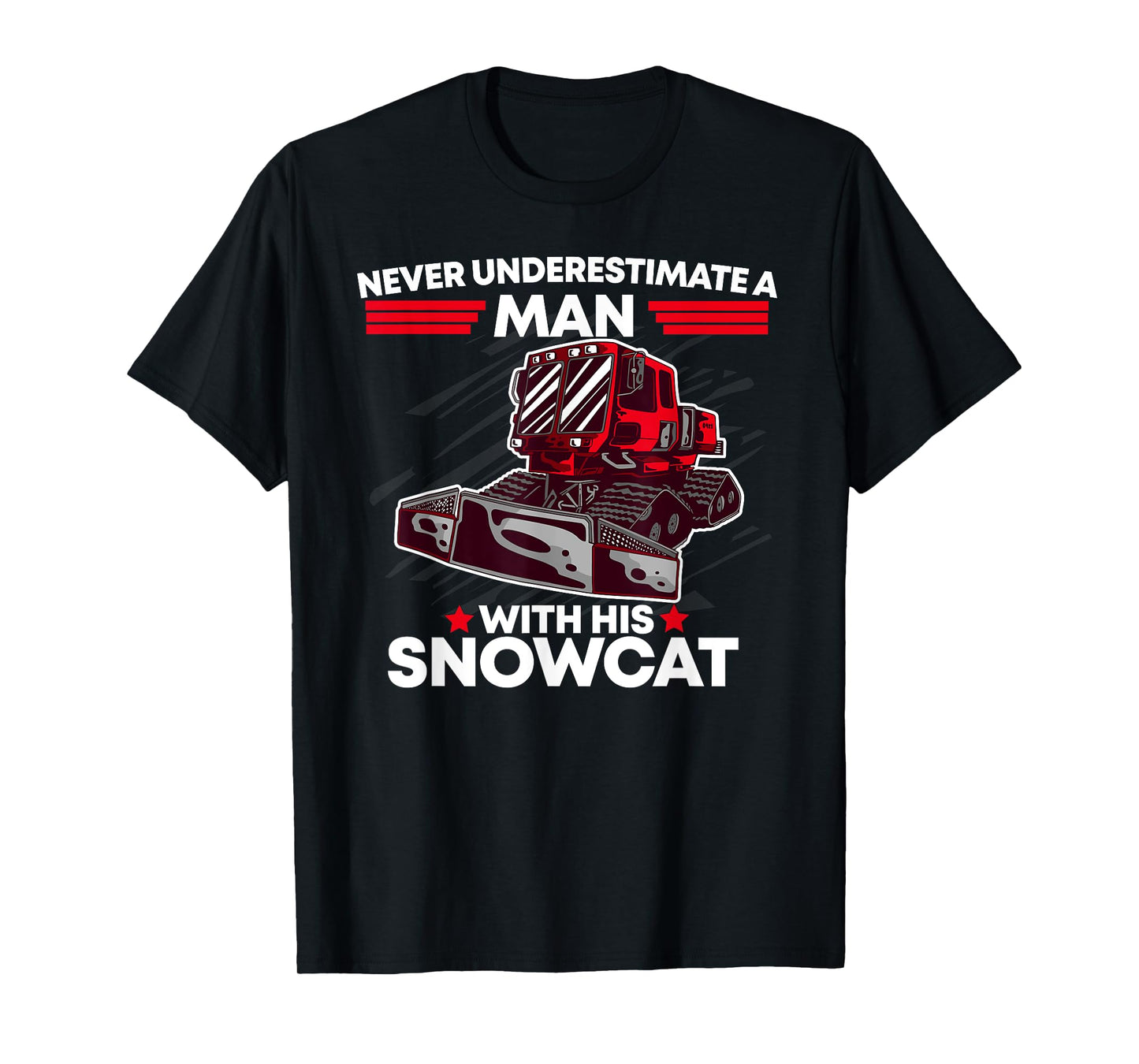 Snowcat Man Dad Groomer Cool Winter Sports US Flag T-Shirt