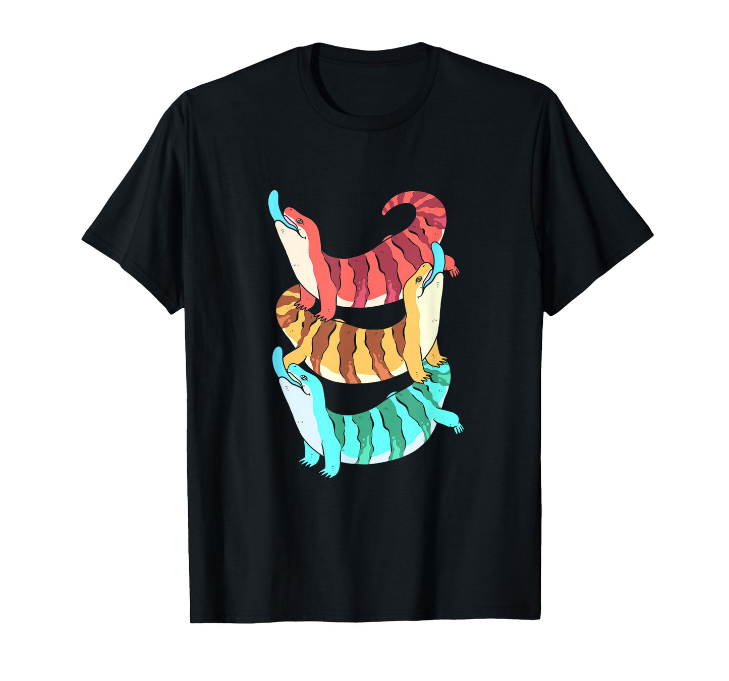 Retro Colorful Blue Tongue Skink Lover T-Shirt