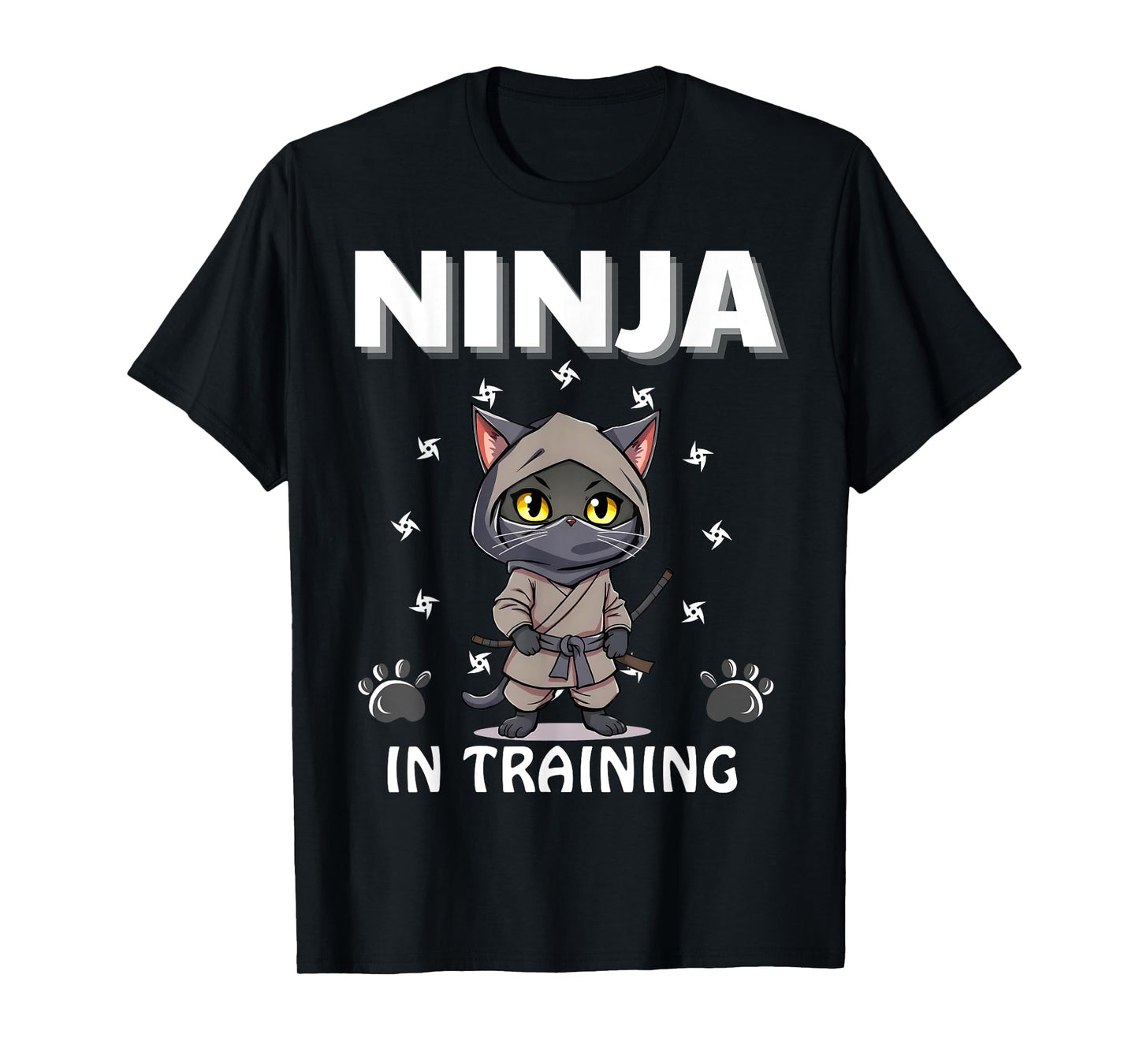 Ninja In Training Cute Cat Funny Birthday Ninjas Boys Girls T-Shirt