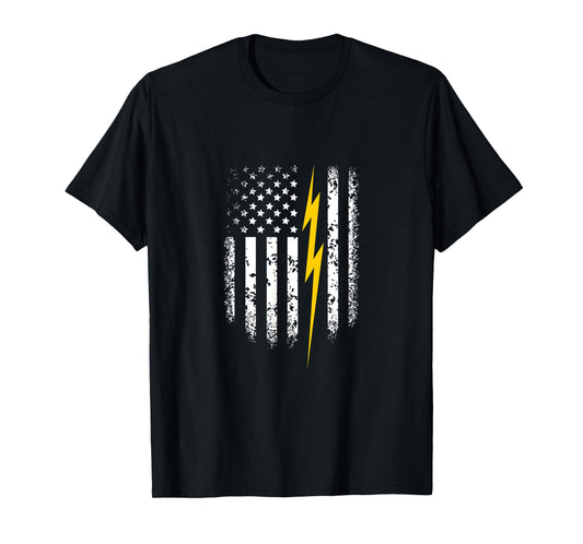 American Flag Patriotic Electrician Electrical Wiring Women Men T-Shirt