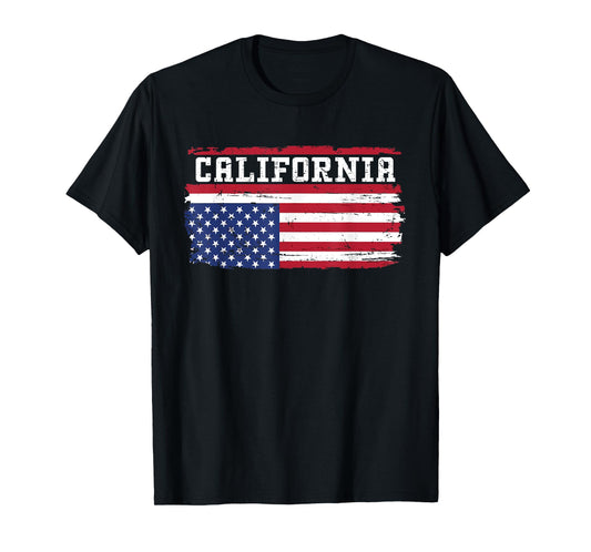 Upside Down American Flag State Of California Patriotic T-Shirt