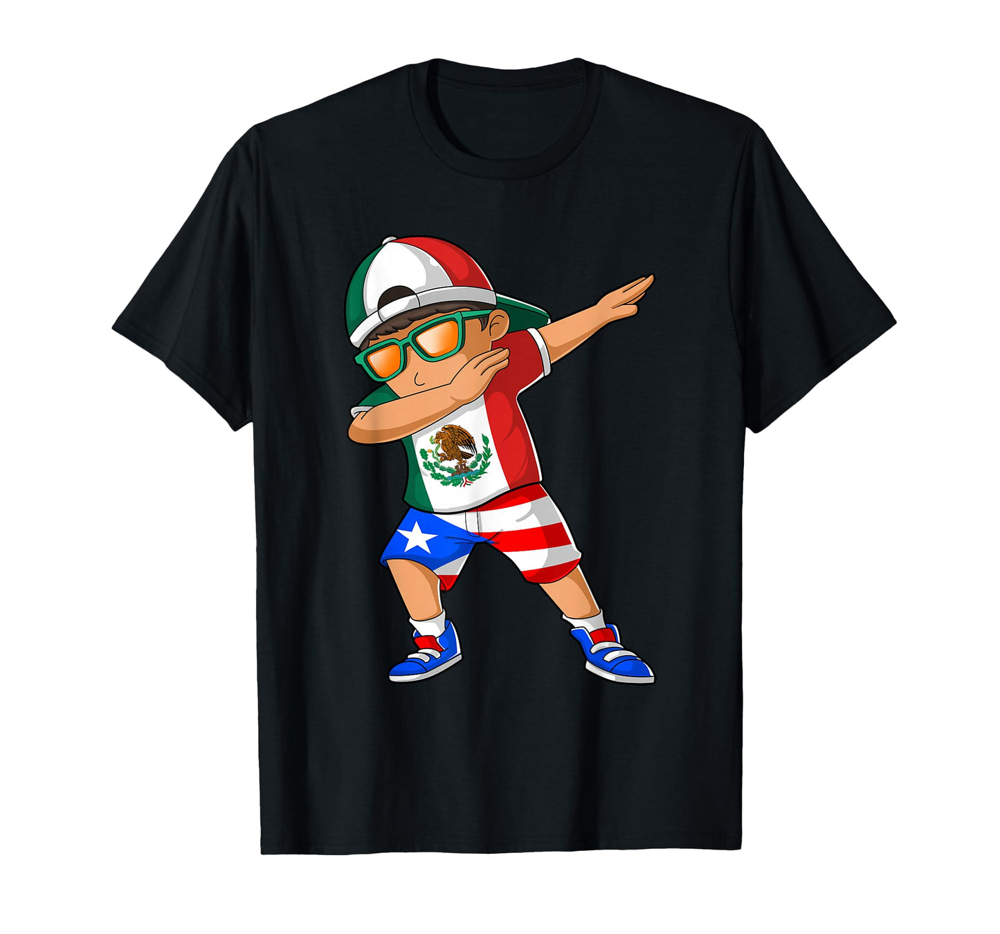 Half Mexican Half Puerto Rican Boy Mexico Puerto Rico Flag T-Shirt