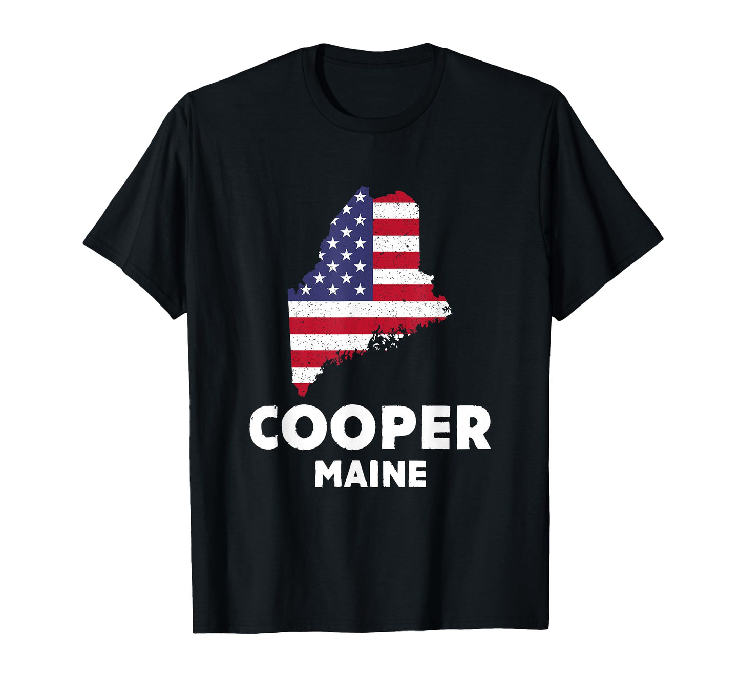 Distressed Patriotic USA Flag Cooper, Maine T-Shirt