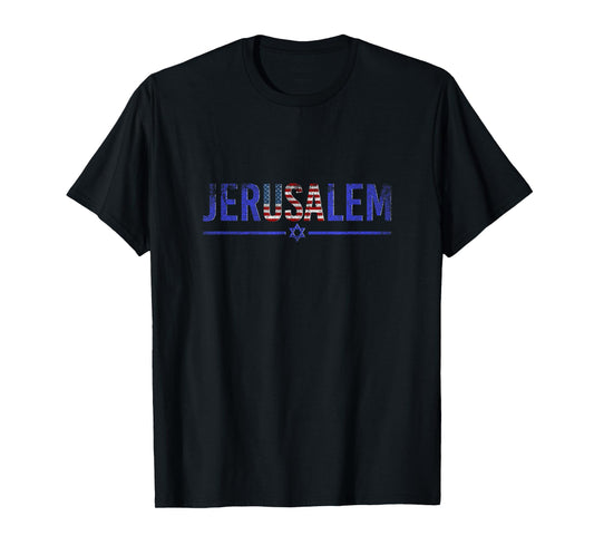 Patriotic Jewish USA Flag America Israel T-Shirt
