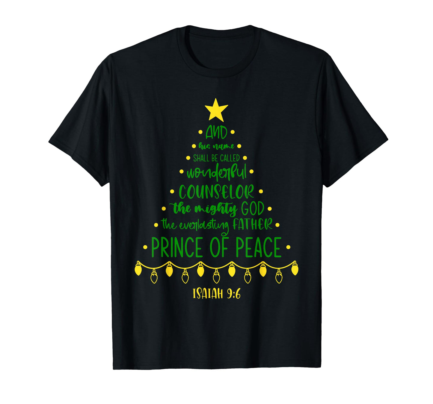 Christian Christmas Jesus Bible Names Xmas Tree Shaped T-Shirt