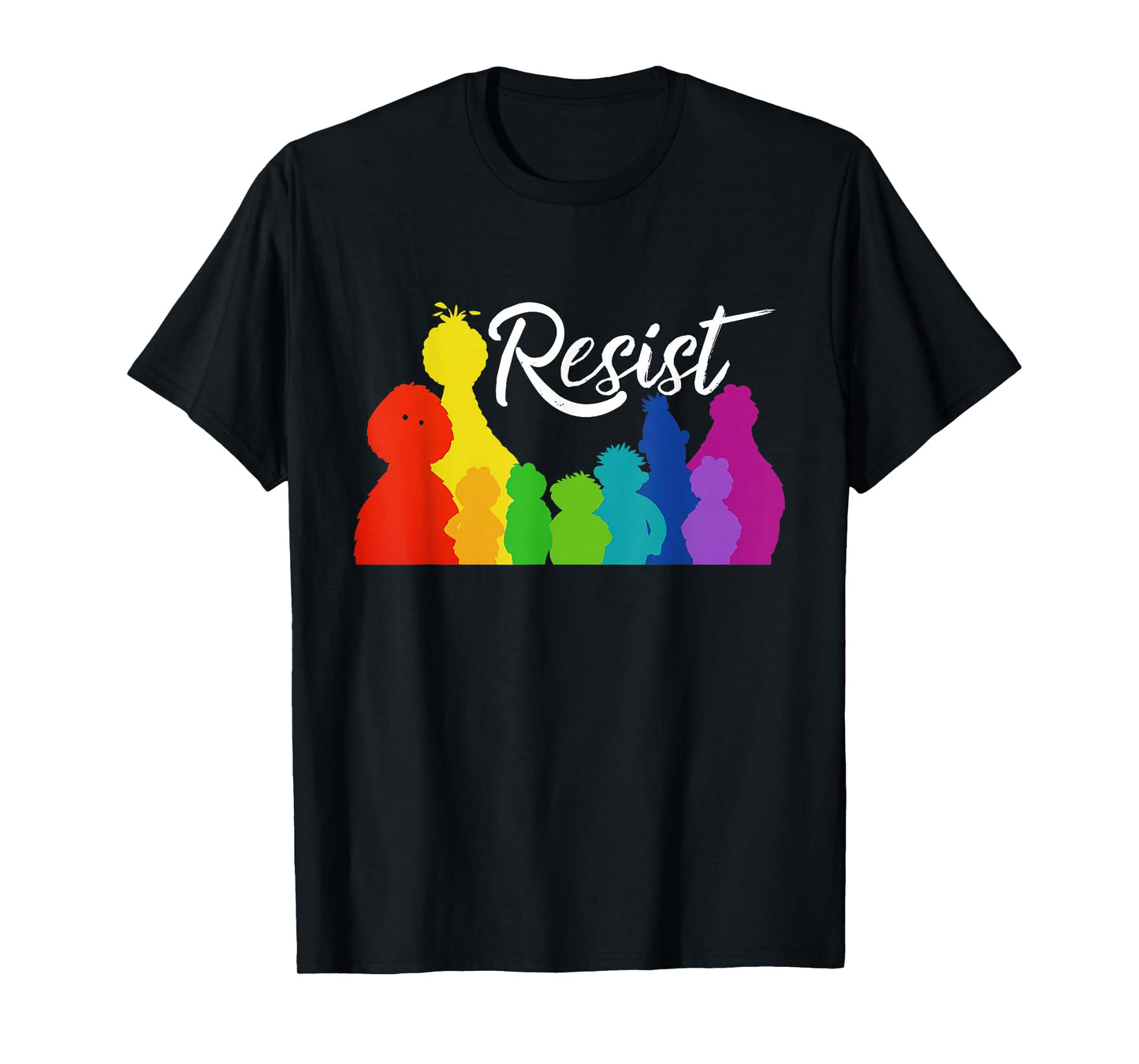 Resist Save P.B.S, Rainbow Silhouette Design Graphic Tee T-Shirt