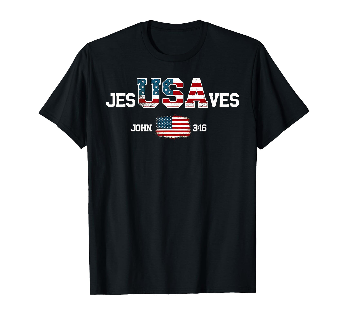 Jesus Saves USA American Flag Patriotic Christian 4th July T-Shirt