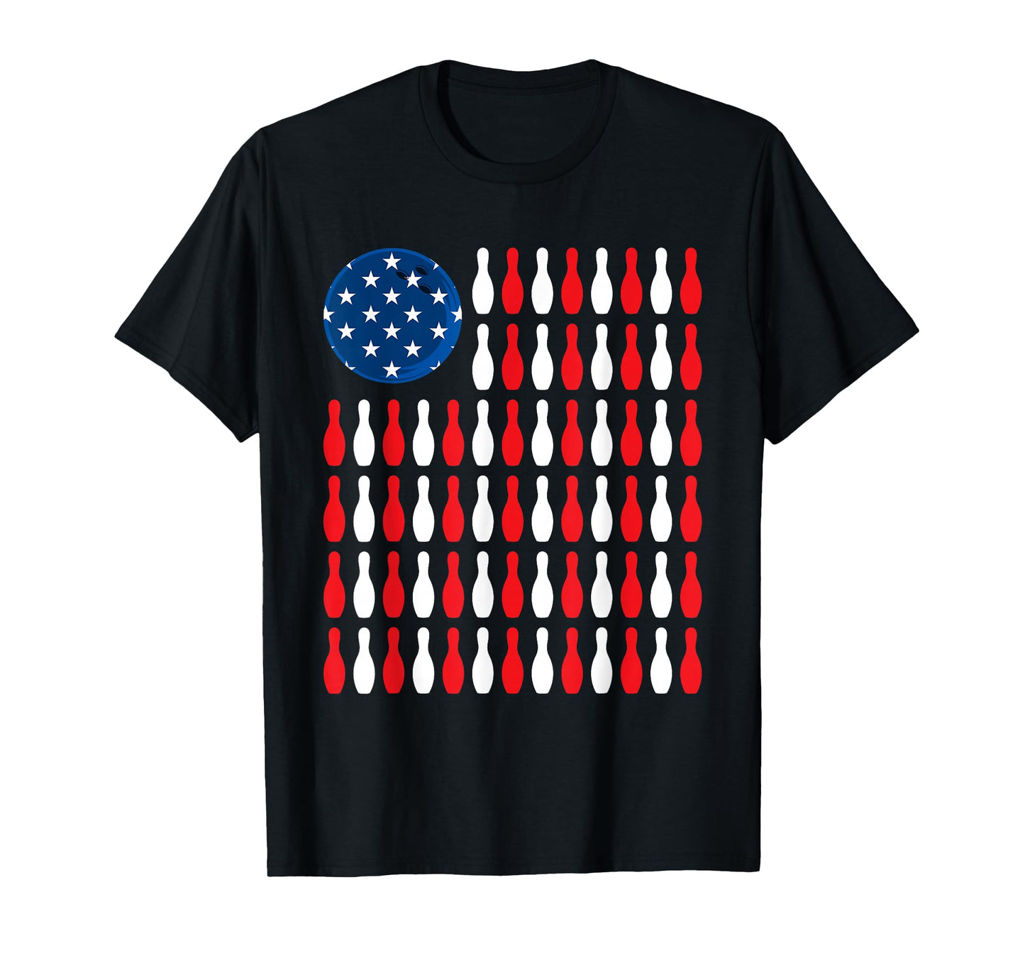 American Flag - Patriotic Bowler & Bowling T-Shirt Small