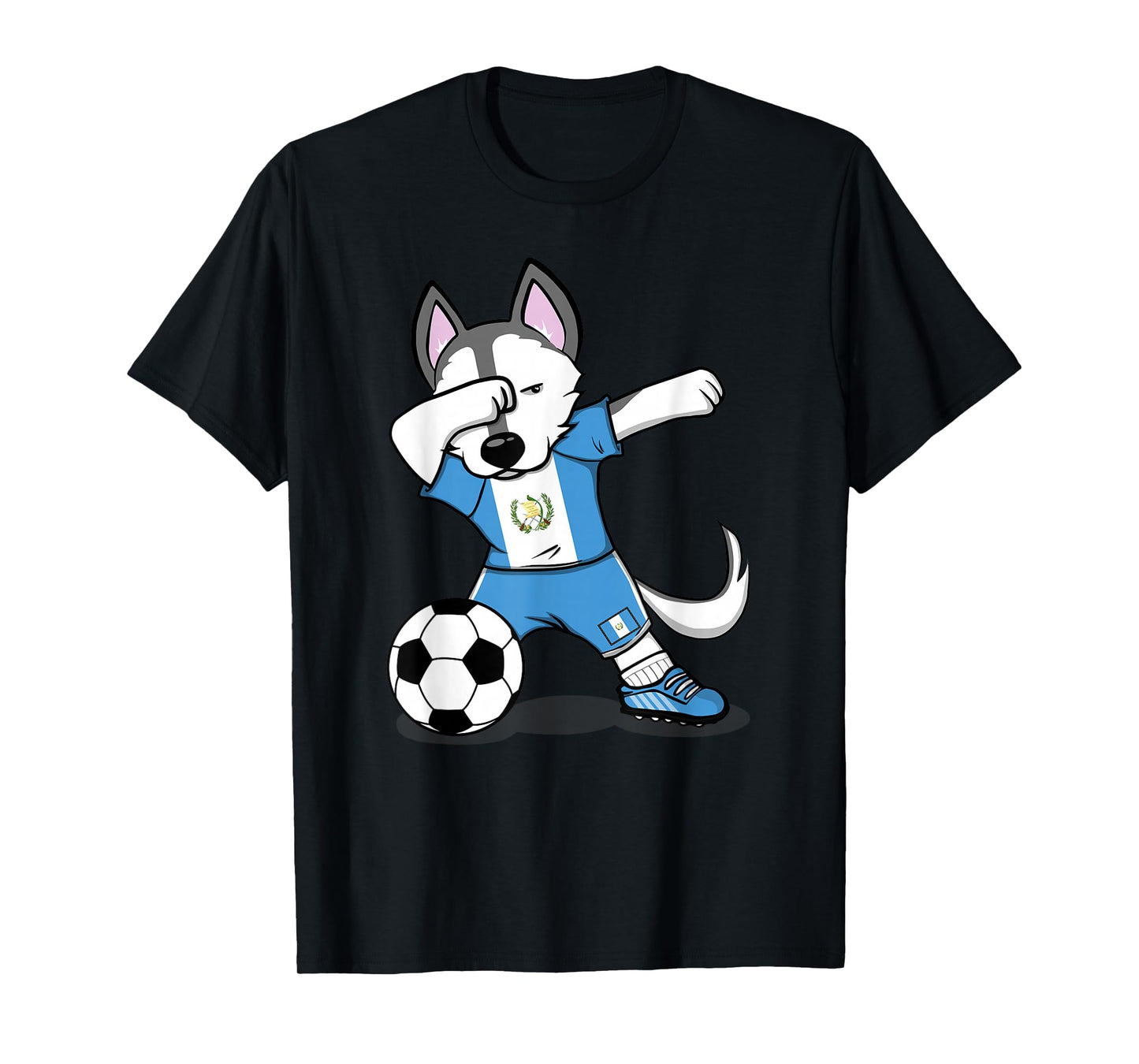 Dabbing Husky Guatemala Soccer Fans Jersey Guatemalan Flag T-Shirt