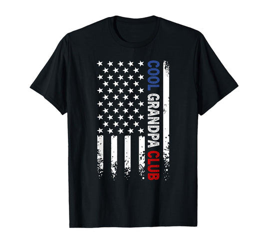 Cool Grandpa Club Retro American Flag for Papa Daddy Mens T-Shirt