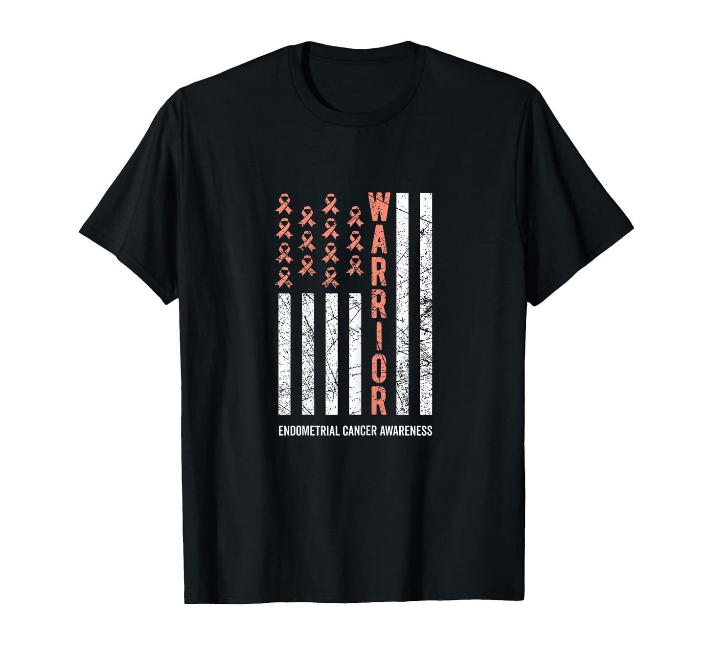 Warrior Peach Ribbon Endometrial Cancer Awareness T-Shirt