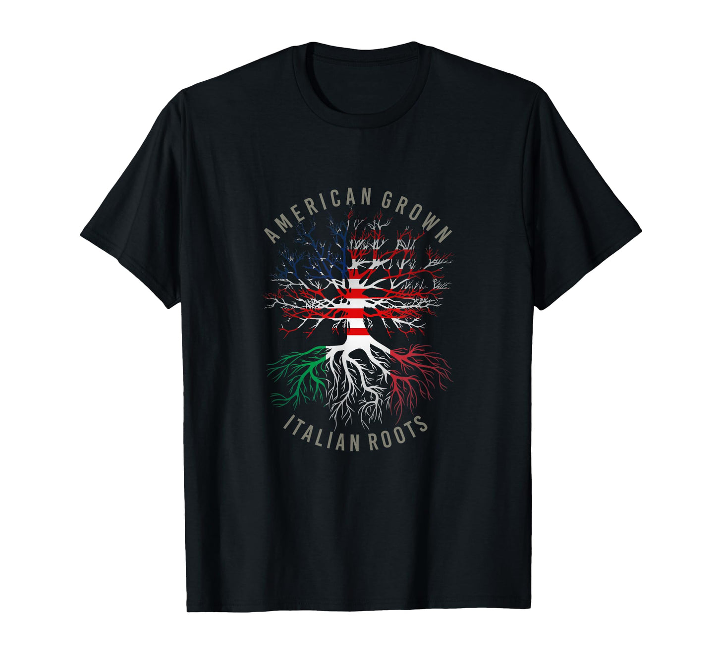 American Grown Italian Roots USA Italy Flag Heritage Tree T-Shirt