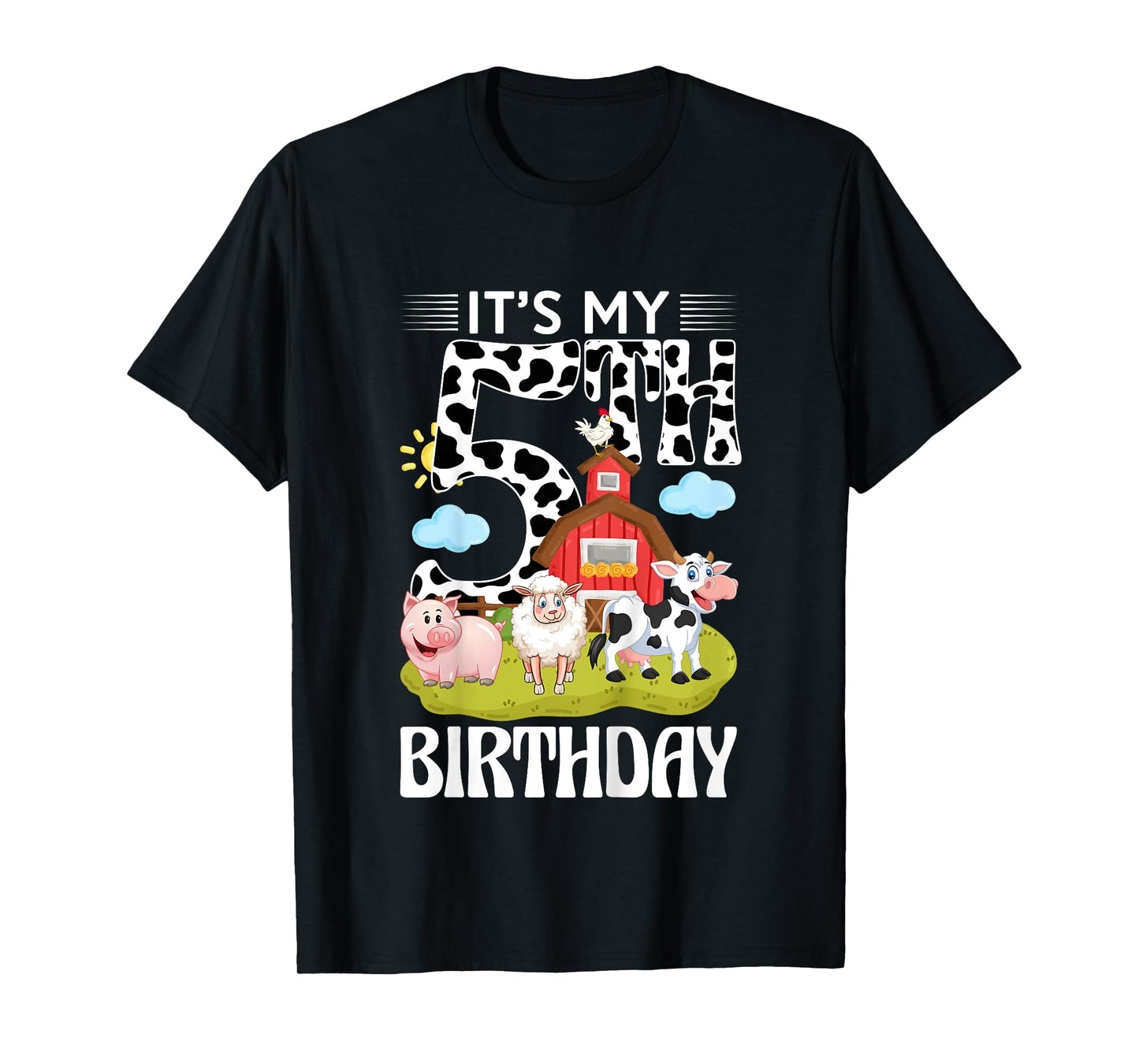 Cute It's My 5th Birthday 5 Years Old Farm Theme 5th B-day T-Shirt