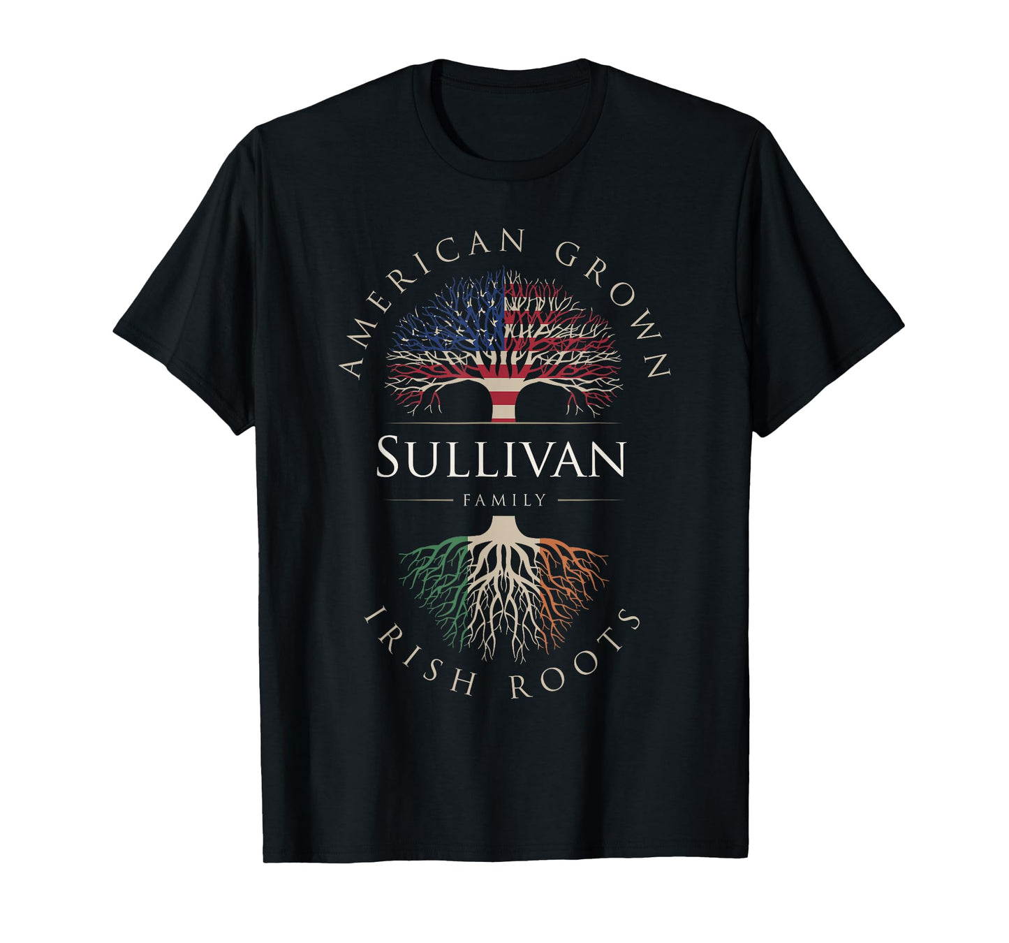 Sullivan Family Name American Grown Irish Roots Ireland Flag T-Shirt
