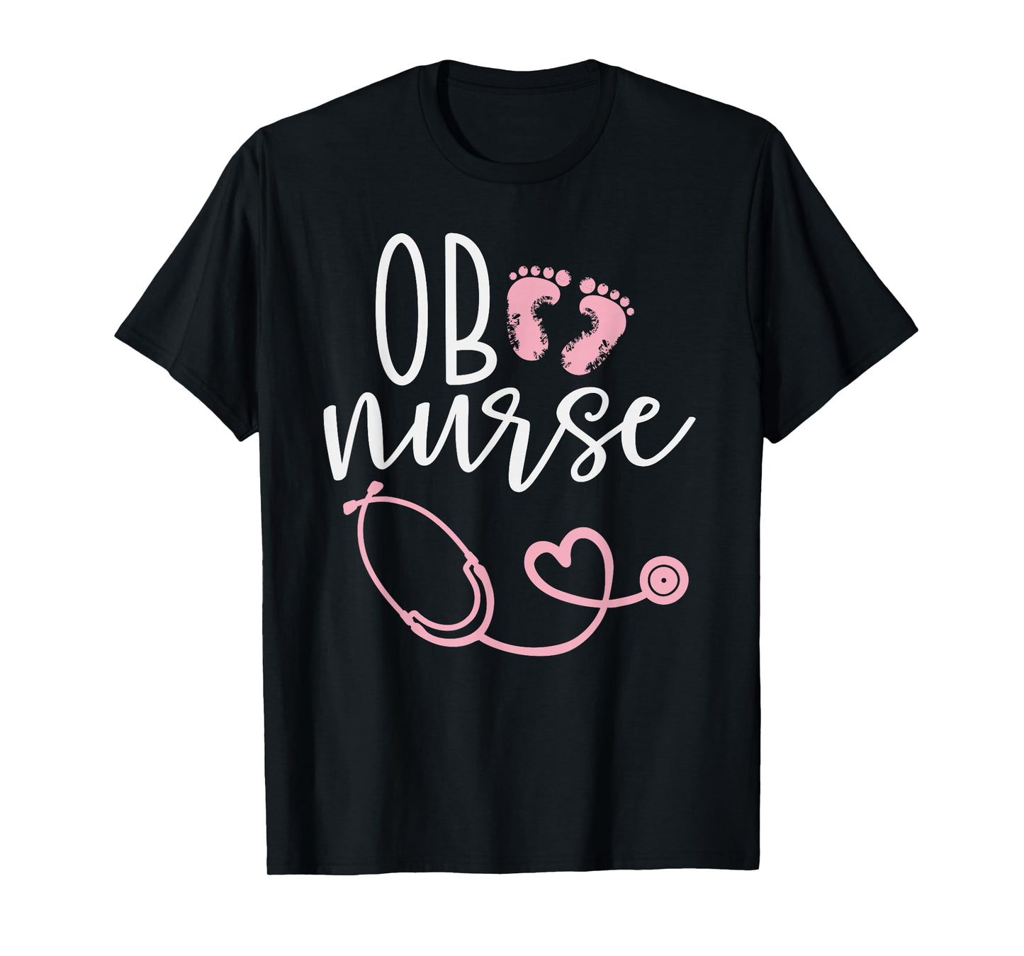 Cute OB Nurse Baby Feet Heart Design T-Shirt