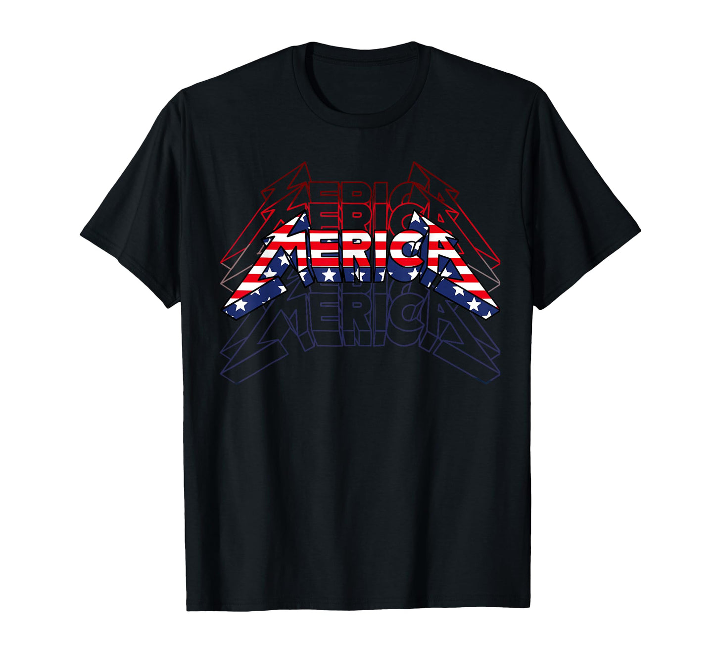Merica Rock Sign 4th of July Vintage American Flag Funny USA T-Shirt