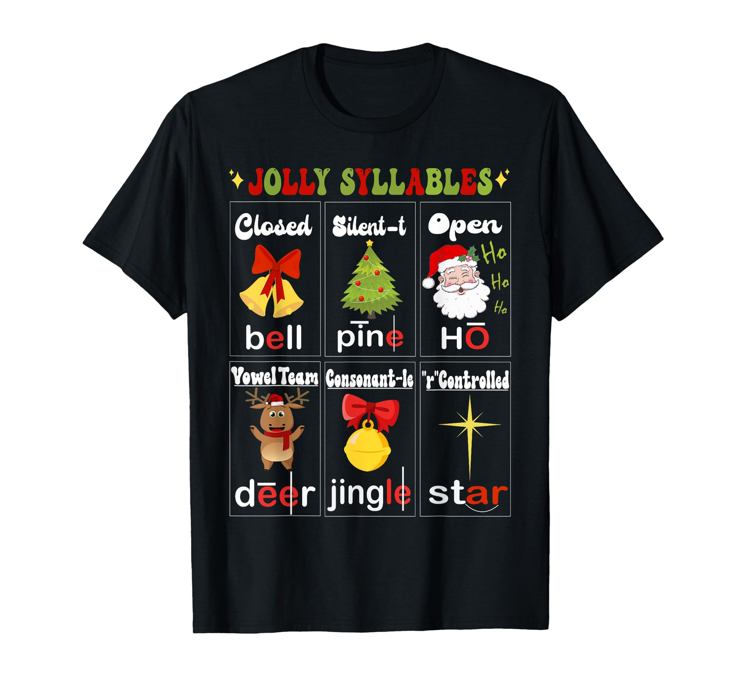 Christmas Reading Teacher Syllable Types Reading Teacher T-Shirt