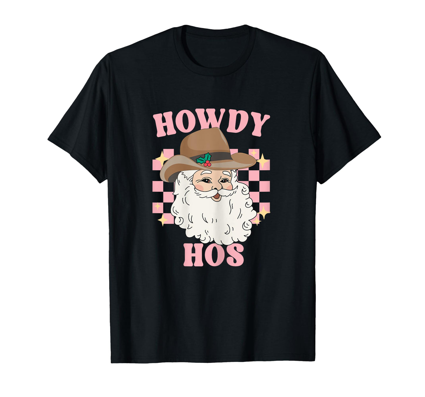 Country Cowboy Christmas Howdy Hos Groovy Western Santa T-Shirt