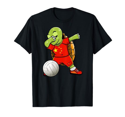 Dabbing Turtle China Volleyball Fans Jersey Chinese Flag T-Shirt