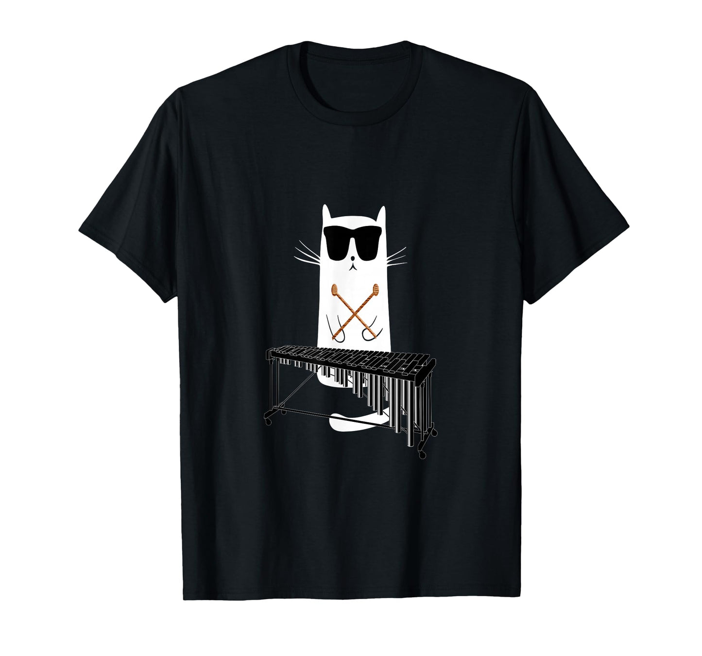 Funny Cat Wearing Sunglasses Playing Marimba T-Shirt