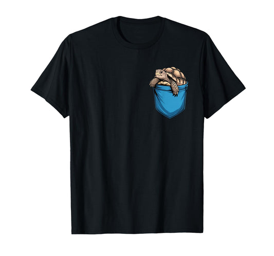 Cute Pocket Sulcata Tortoise Lovers T-Shirt
