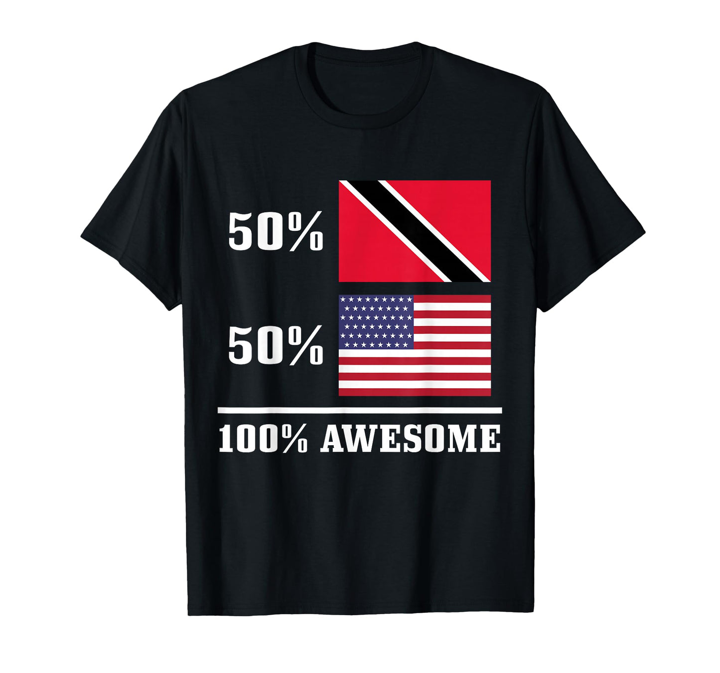 50% Trinidad & Tobago 50% USA American Flag Pride T-Shirt