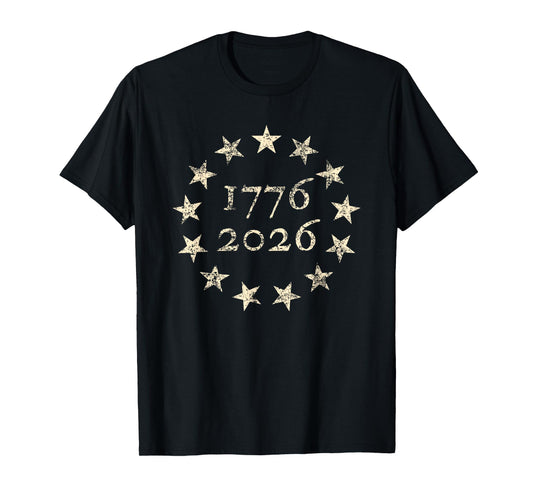 13-Star Betsy Ross Flag 250 4th of July 2026 Distressed T-Shirt