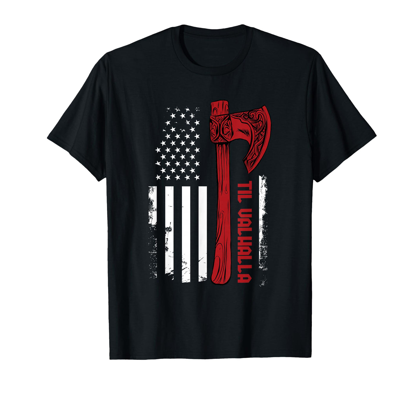 American Viking Axe Flag - Til Valhalla - Norse Mythology T-Shirt Small