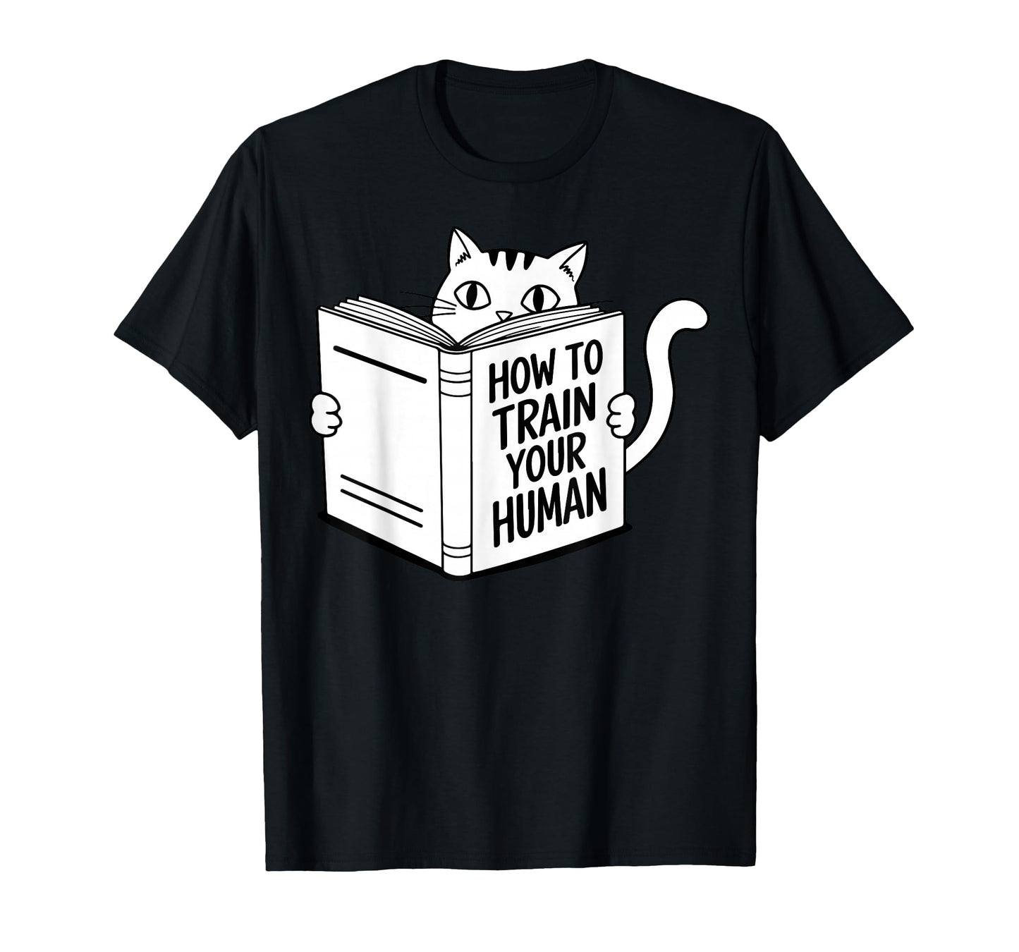 Cat Book Humor How to Train Your Human Funny T-Shirt