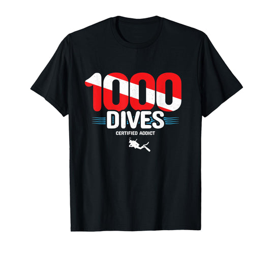 1000th Dive - Diver Down Flag - Scuba Diving T-Shirt