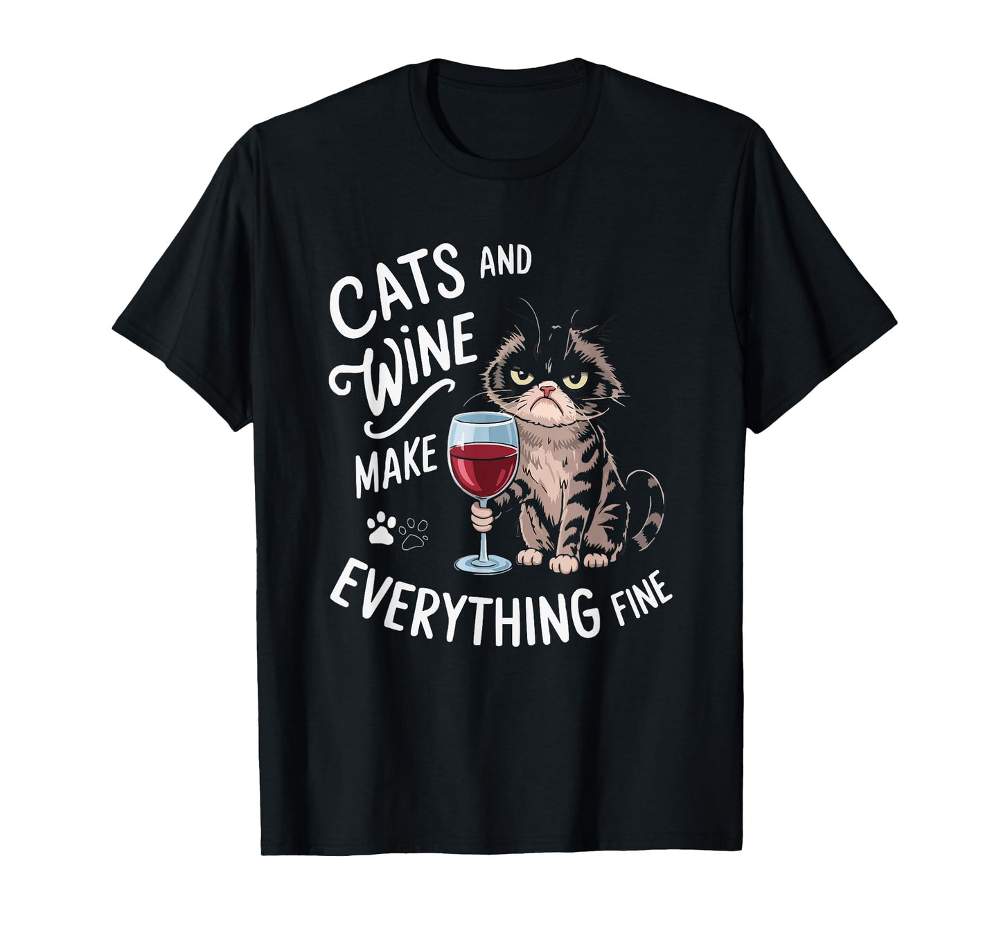 Wine Cat Owner Kitty Meow Alcohol Drinking Winemaker T-Shirt