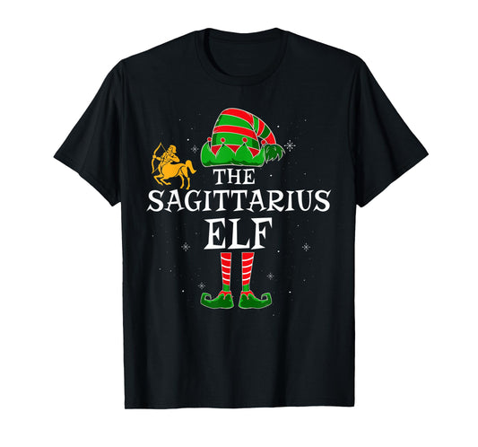 Sagittarius Elf Group Matching Family Christmas Zodiac Sign T-Shirt