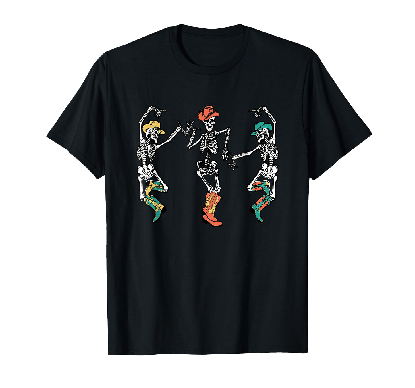 Cowboy Skeleton Cowgirl Dancing Boots Halloween T-Shirt