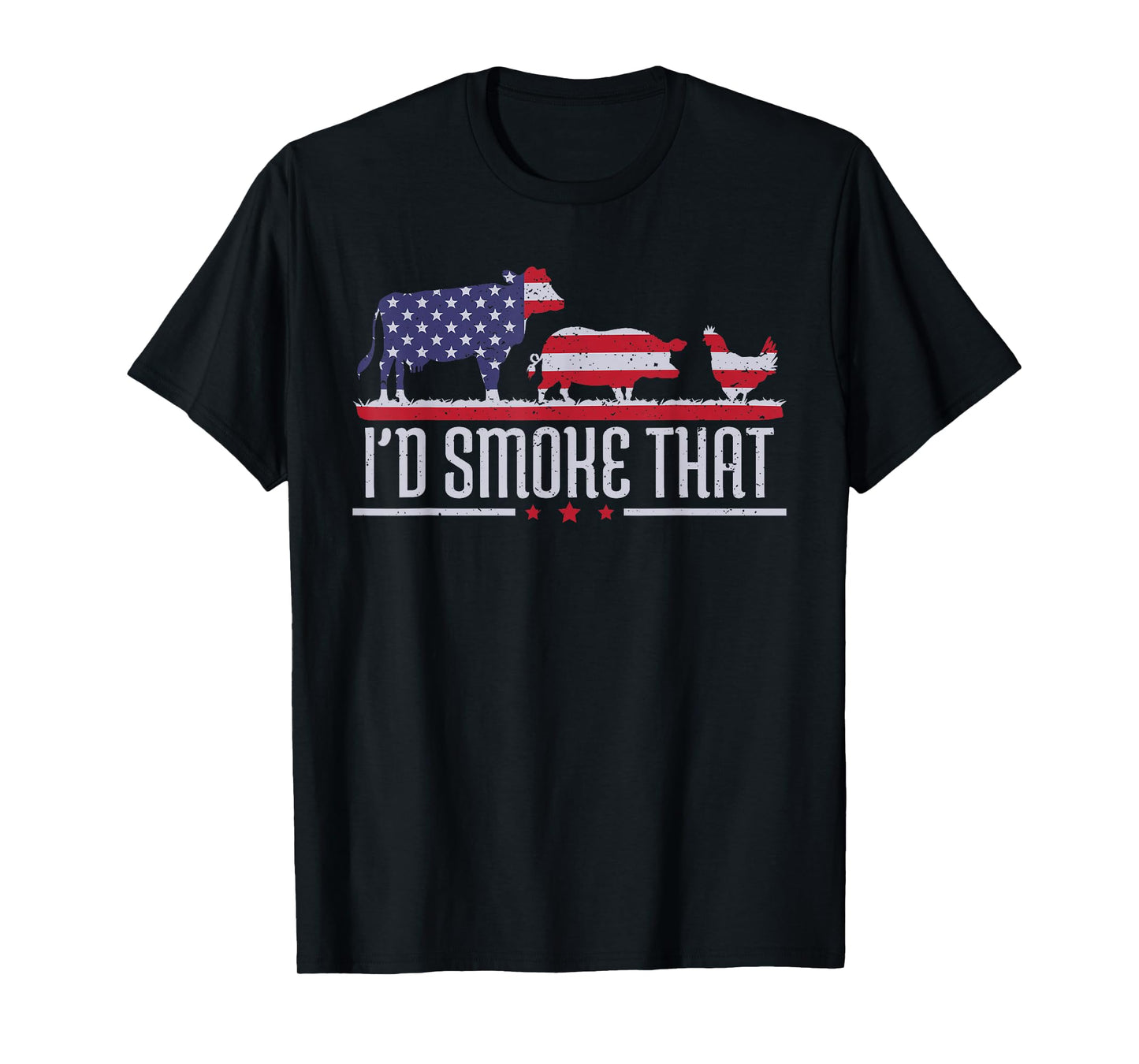 4th July I'd Smoke That Patriot BBQ Barbeque Cook Chef T-Shirt