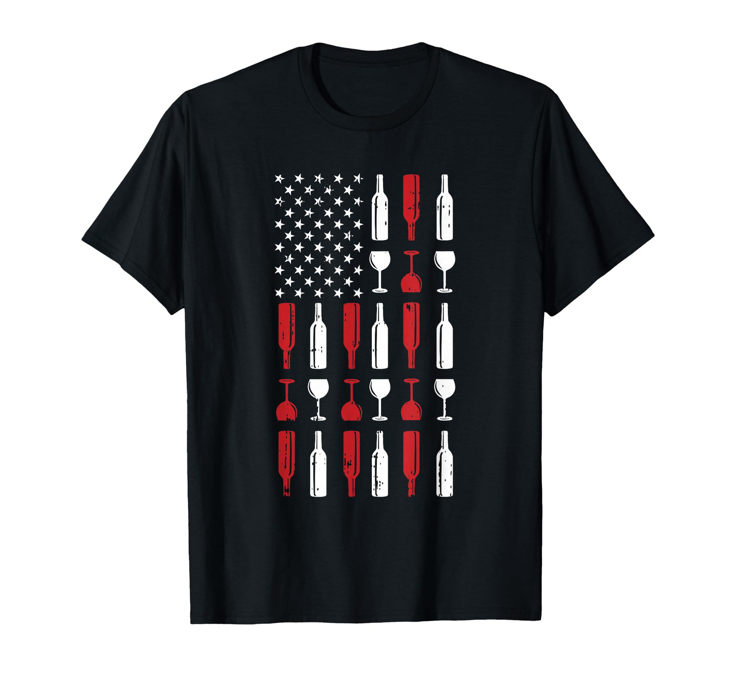 Wine Glass 4th of July Vintage USA Flag Patriotic Drinker T-Shirt