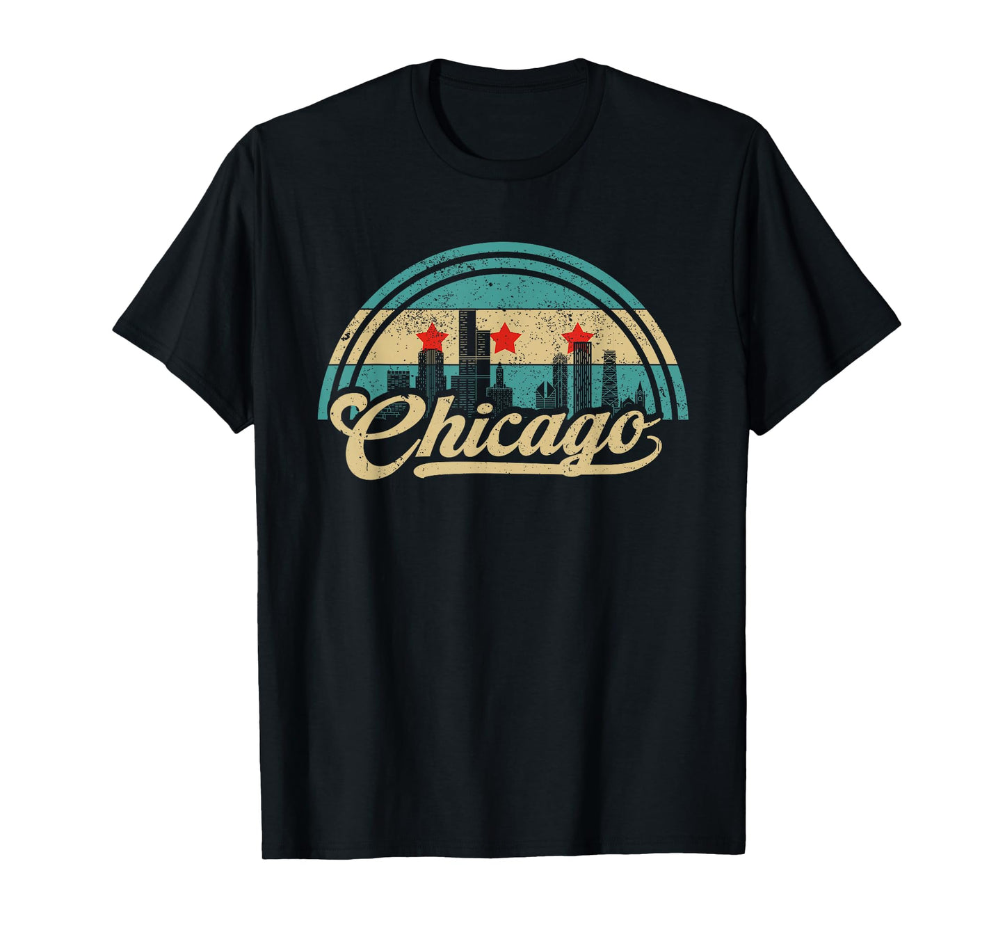 Chicago Flag Skyline Vintage USA Chicago Flag Illinois USA T-Shirt