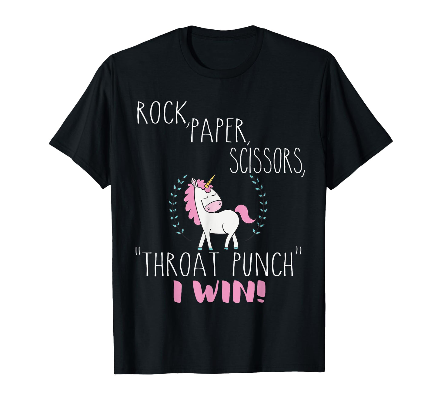 Funny Unicorn Rock Paper Scissors Throat Punch I Win T-Shirt