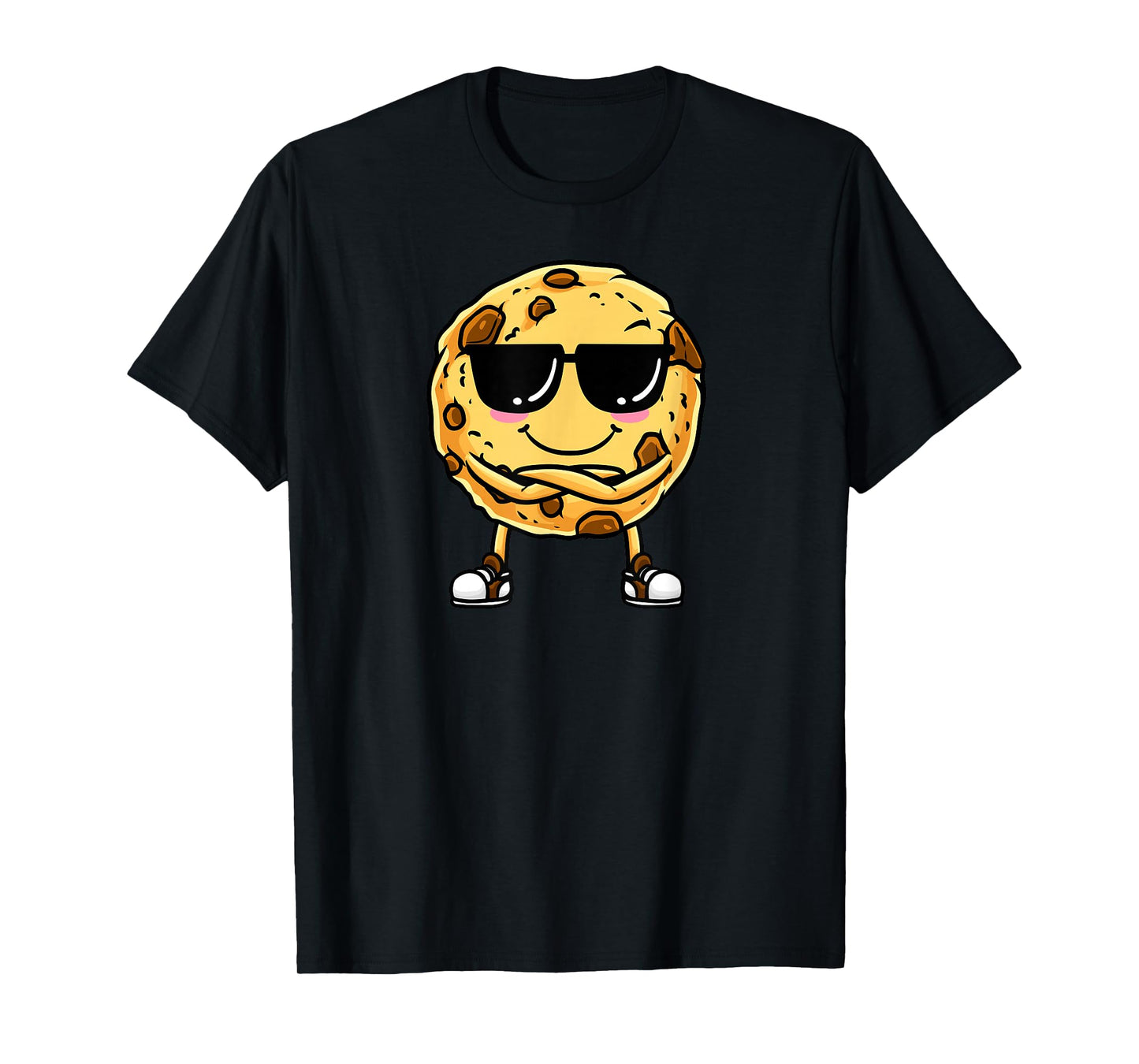 Chocolate Chip Cookie With Sunglasses Design T-Shirt