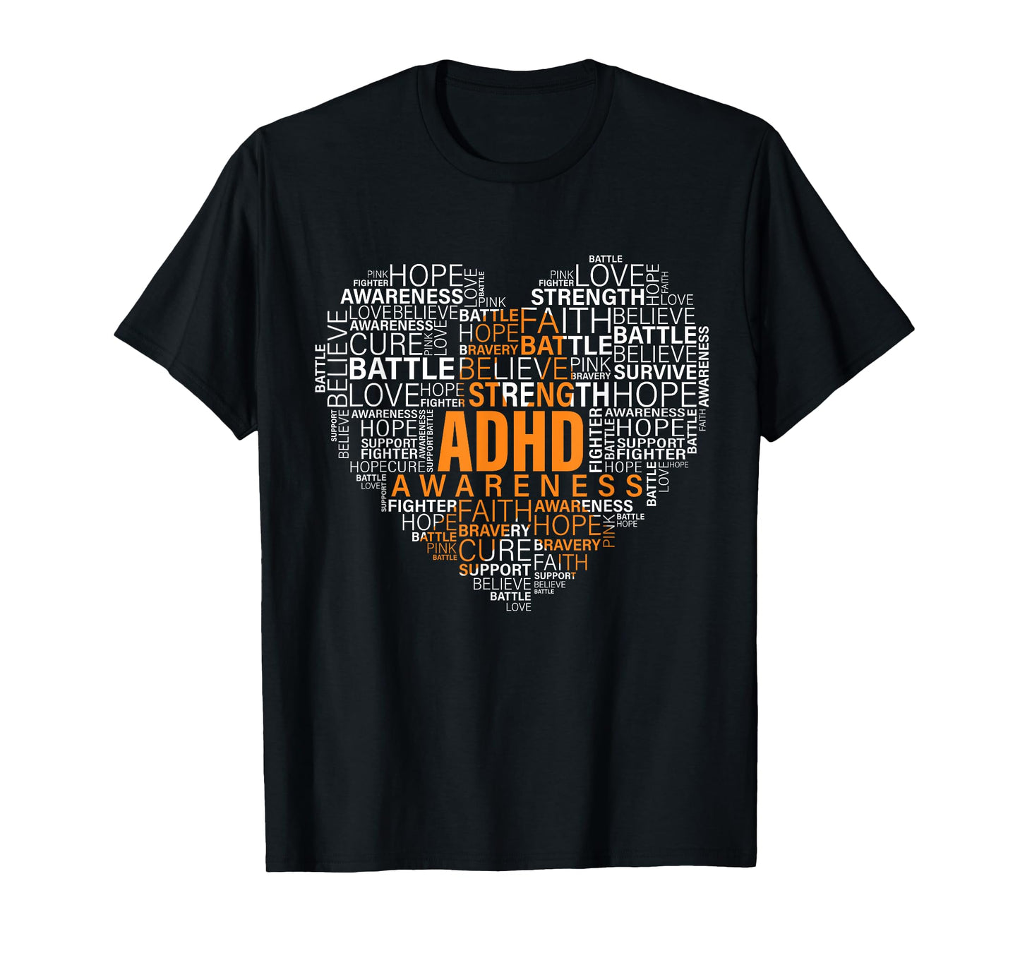 ADHD awareness words cloud heart support proud ADHD warrior T-Shirt