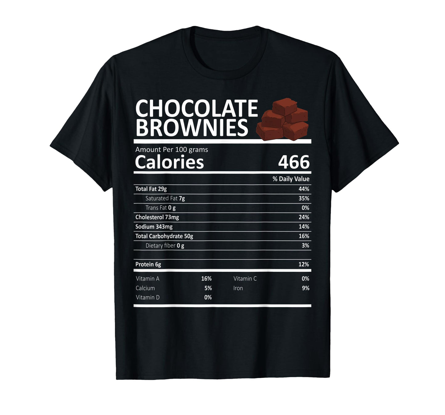 Chocolate Brownies Nutritional Facts Thanksgiving X-Mas T-Shirt