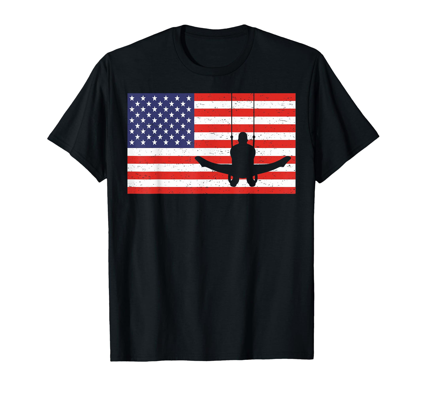 Distressed Gymnastic Rings USA American Flag Vintage Gymnast T-Shirt