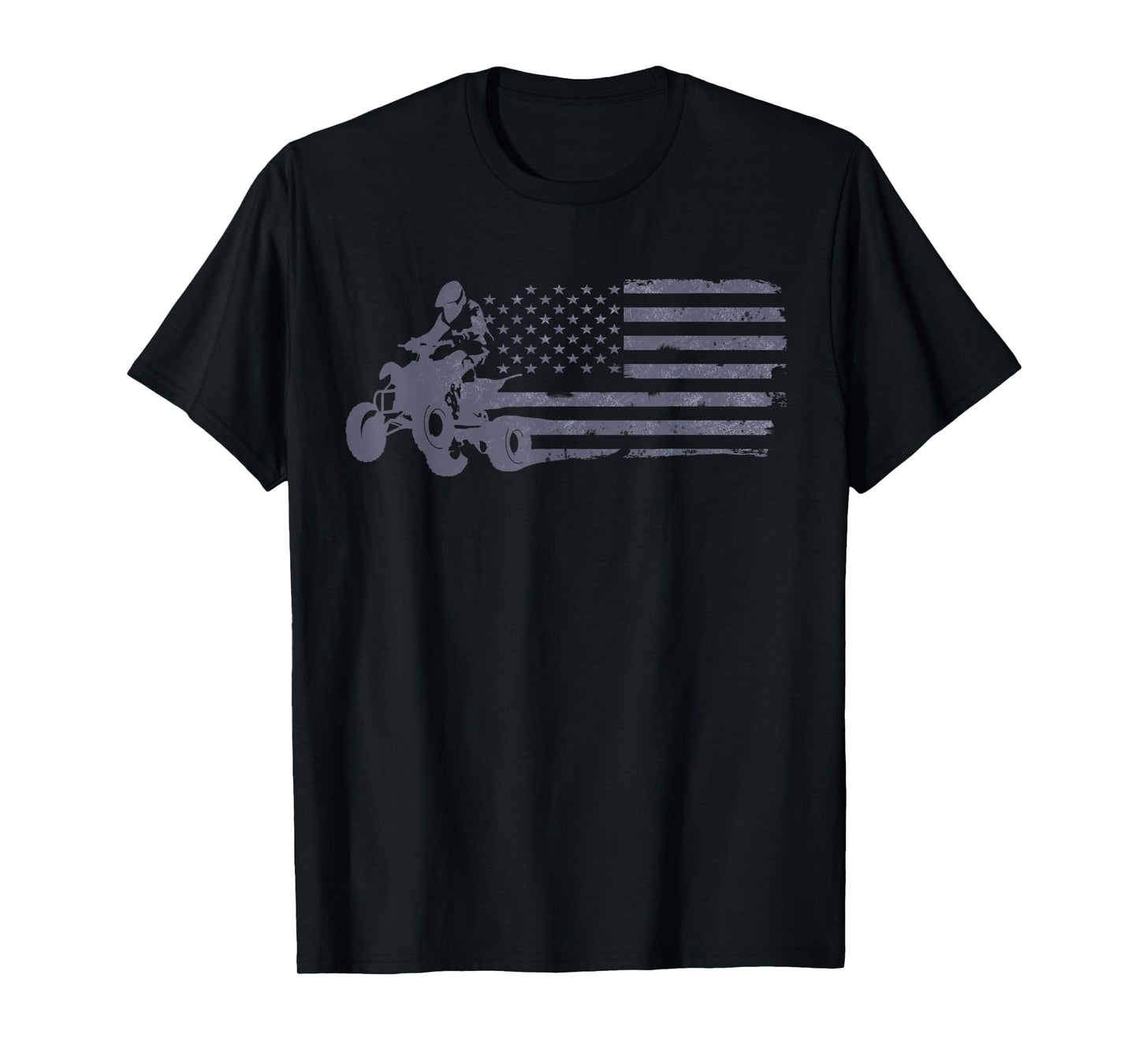 ATV Quad Four Wheeler Bike Rider American Flag Distressed T-Shirt
